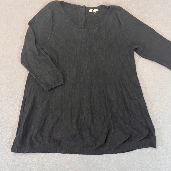 Anthropologie Moth Long Sleeve Shirt Size Sm Button Up Back Black Blouse Cotton - Picture 1 of 10